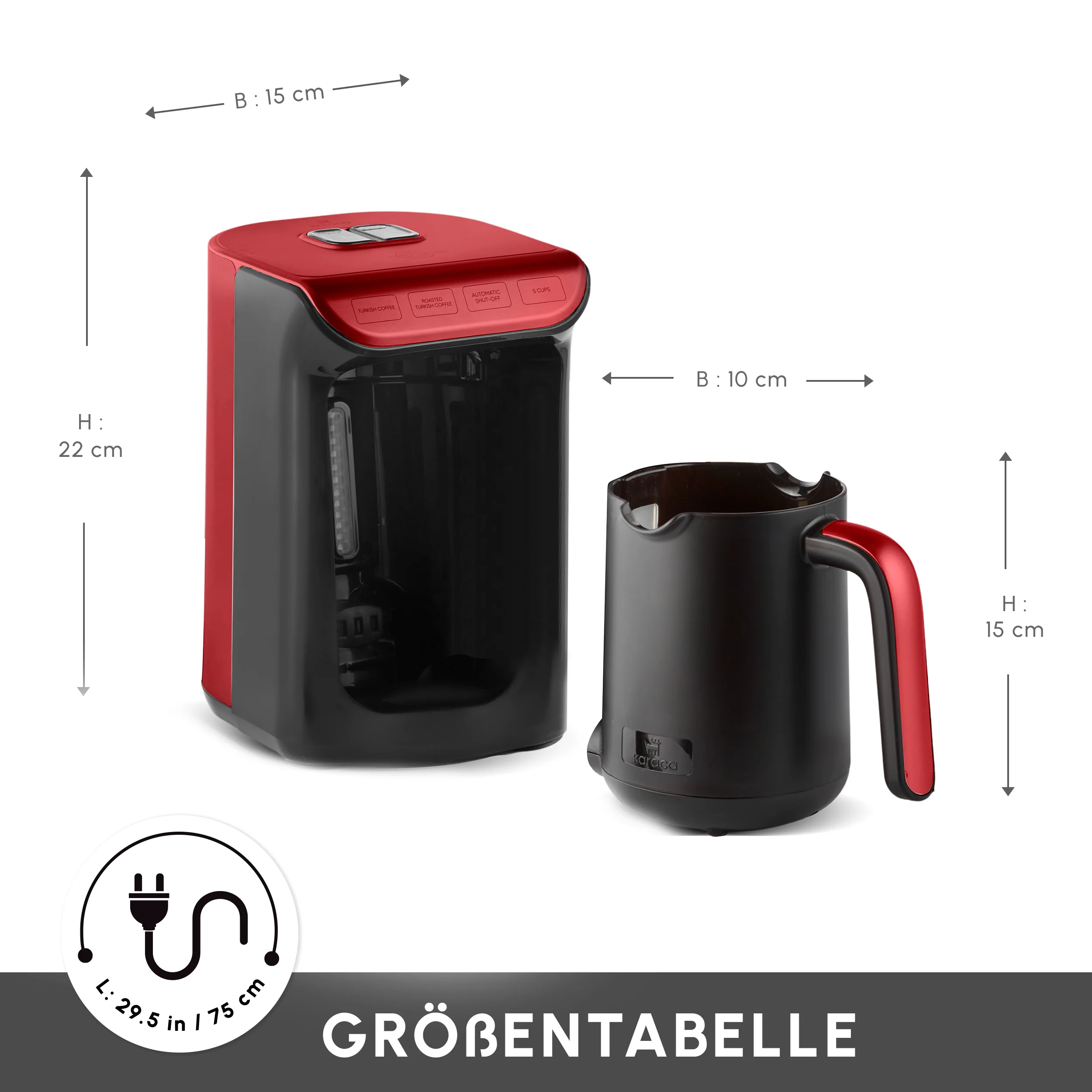 Karaca Hatır Koz Milky Türkische Kaffeemaschine Red – Bild 2