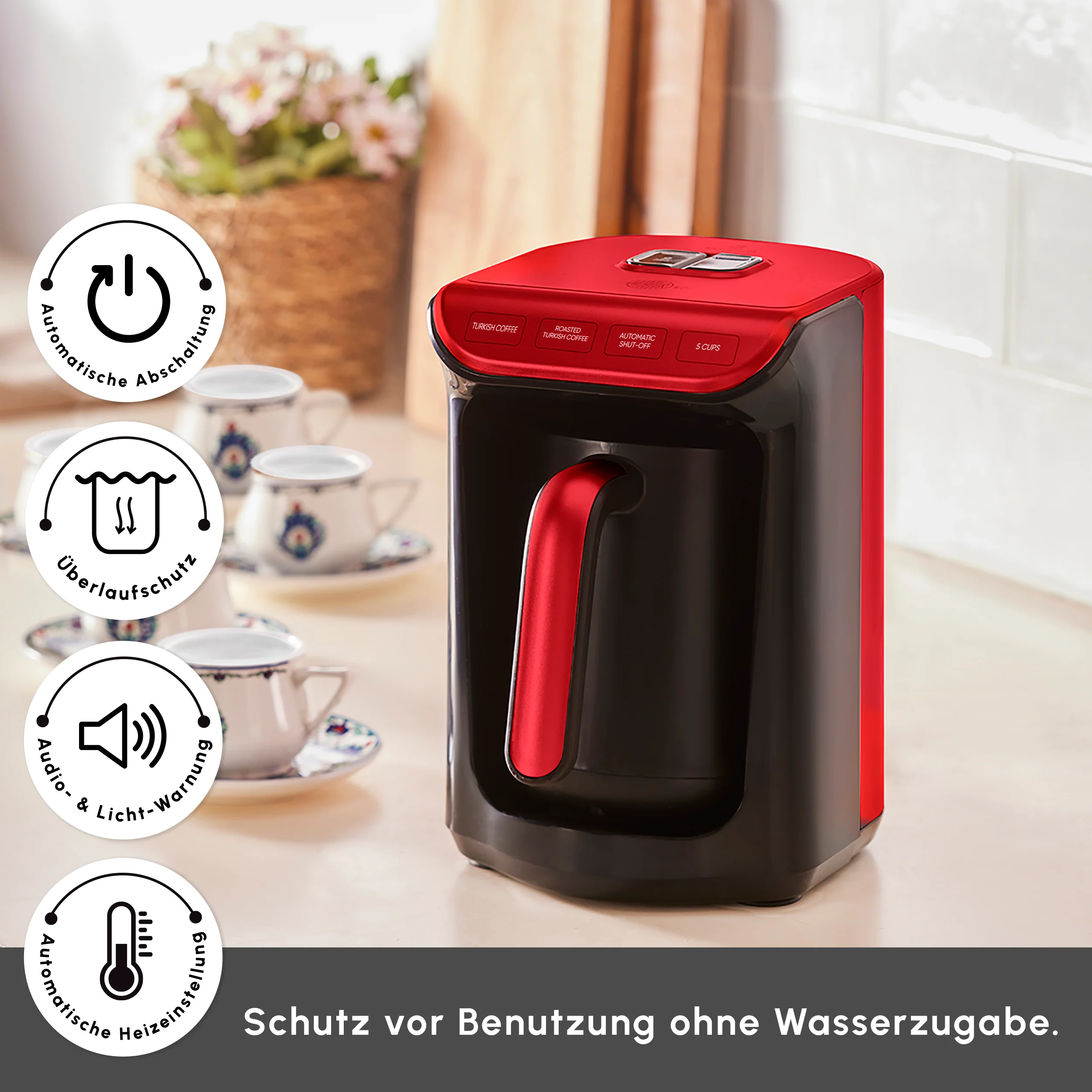 Karaca Hatır Koz Milky Türkische Kaffeemaschine Red – Bild 4