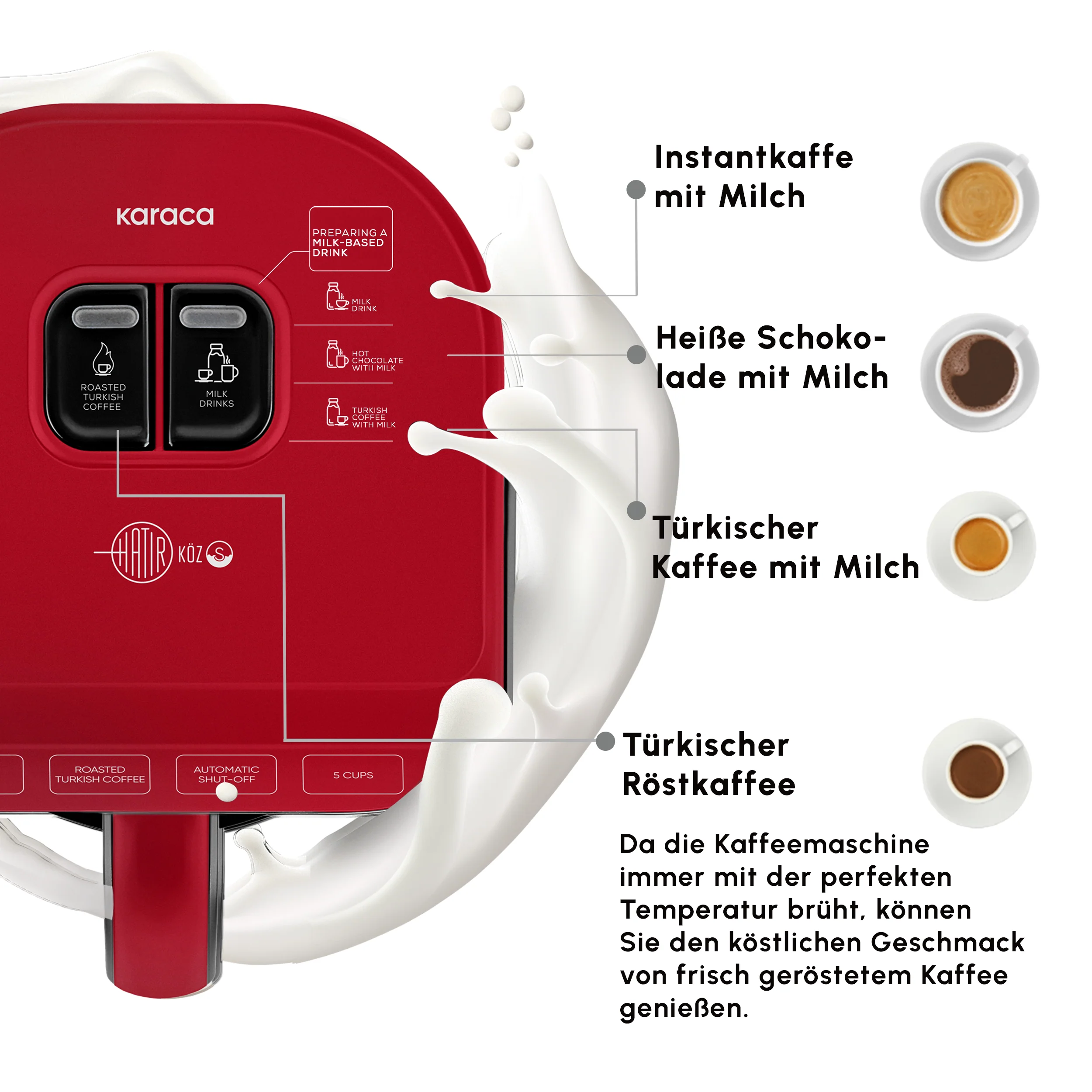 Karaca Hatır Koz Milky Türkische Kaffeemaschine Red – Bild 7