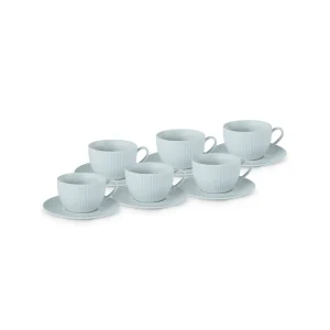 Karaca Seashell Zephyt Teetasse für 6 Personen, Blau, 200 ml