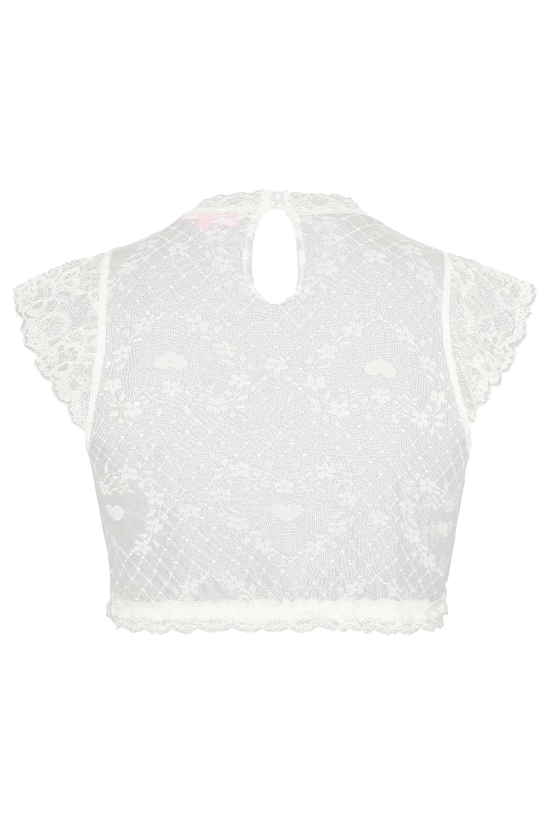 Hochgeschlossene Dirndlbluse aus feiner Spitze mit Flügelarm – Bild 4